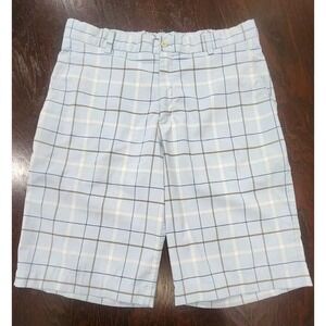 Nike Golf Dri-Fit Men's Performance‎ Blue Plaid Stretch Bermuda Shorts Sz 32x12